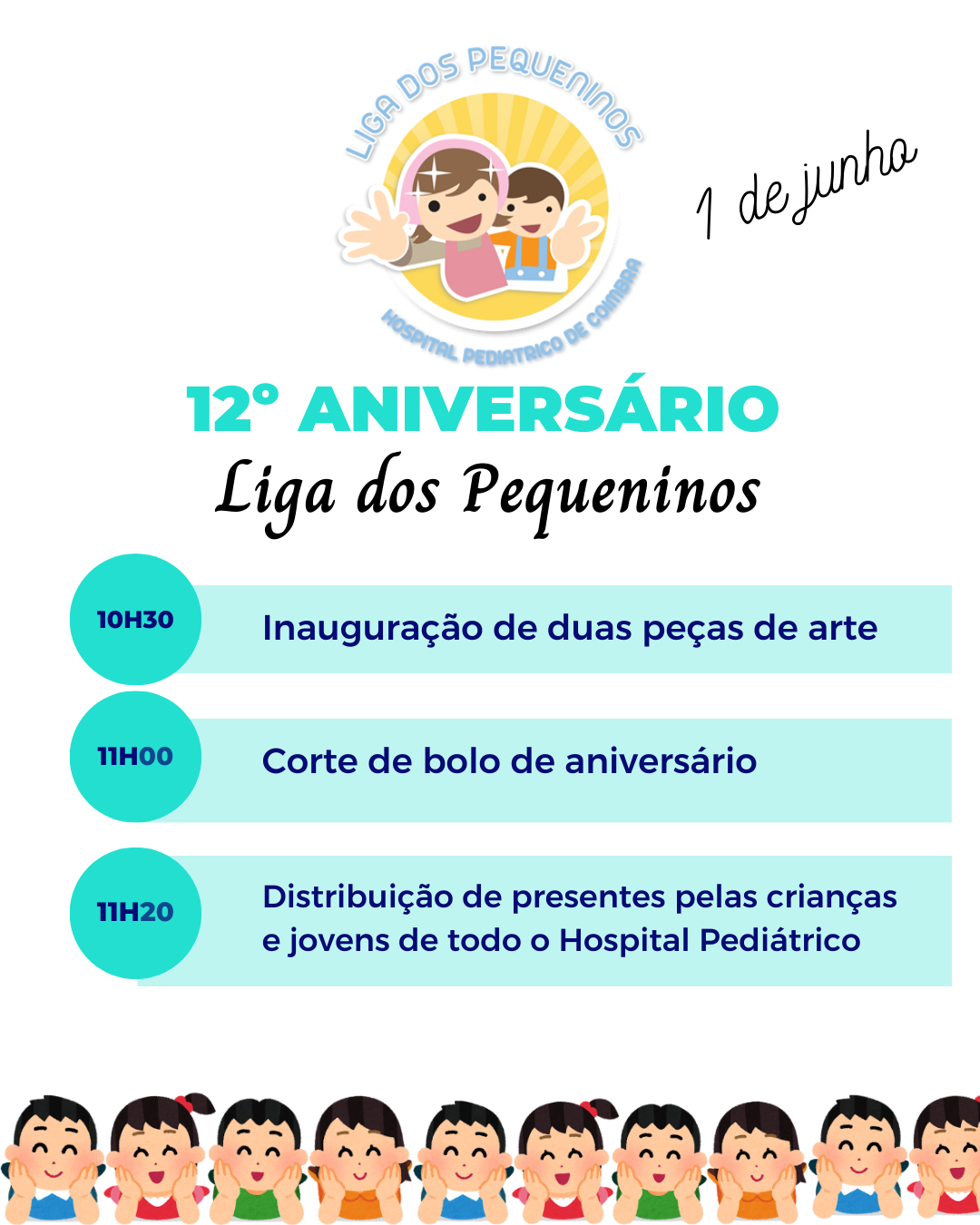 Cartaz com programação do 12º aniversário da Liga dos Pequeninos 