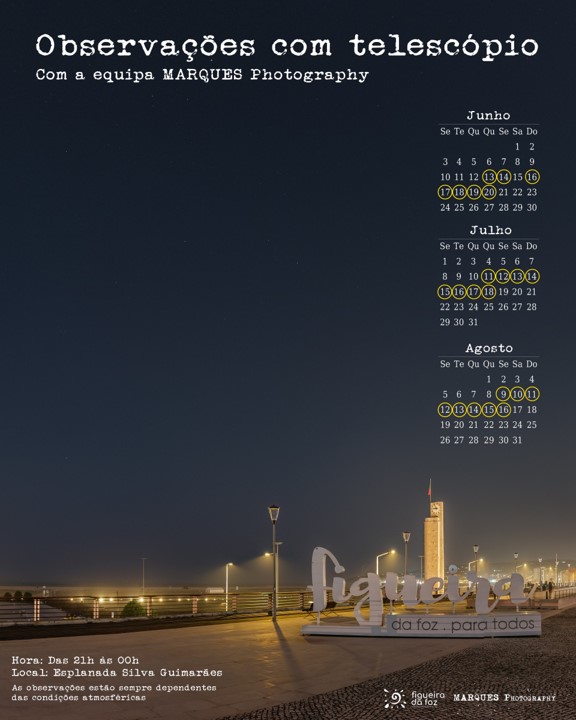 Cartaz "Observações com telescópio"